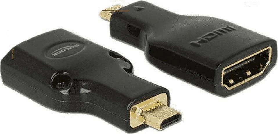 DELOCK Adapteriai Didelės spartos HDMI su eternetu – HDMI Micro-D vyriškas > HDMI-A moteriškas 4K juodas