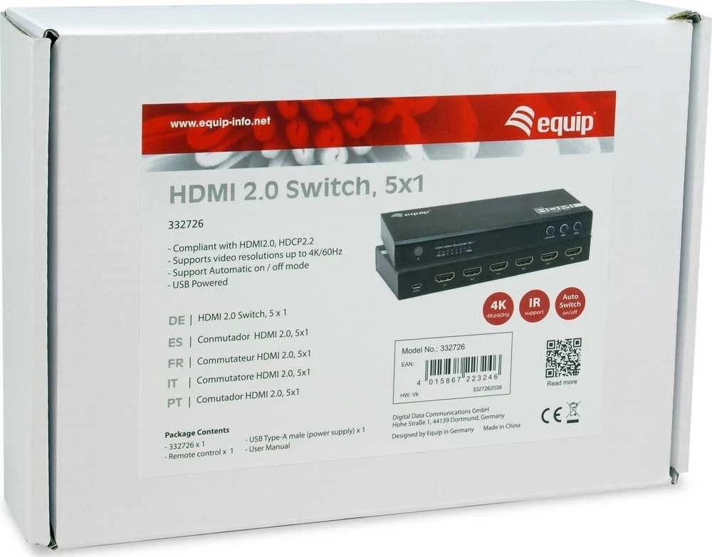 Equip HDMI 2.0 5x1 jungiklio pakuotė