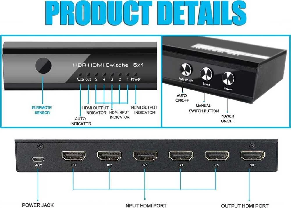 Equip 332726 vaizdo signalo jungiklis HDMI