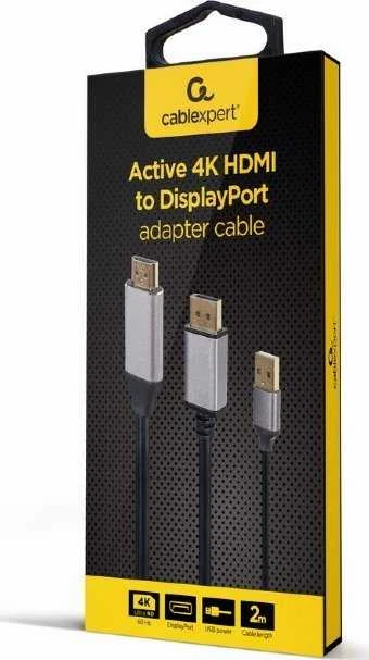 GEMBIRD Active 4K HDMI kištukas su DisplayPort kištuku adapterio kabelis 2m juodas