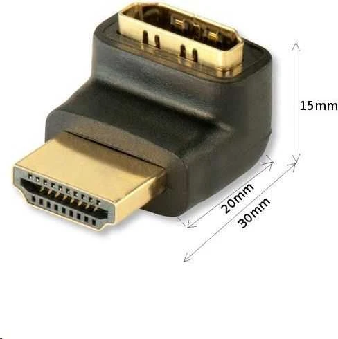 Adapteris - LINDY HDMI F/M Adapteris, 90° Dešinysis Kampas, 4K, 60Hz, 18Gb/s, Juodas