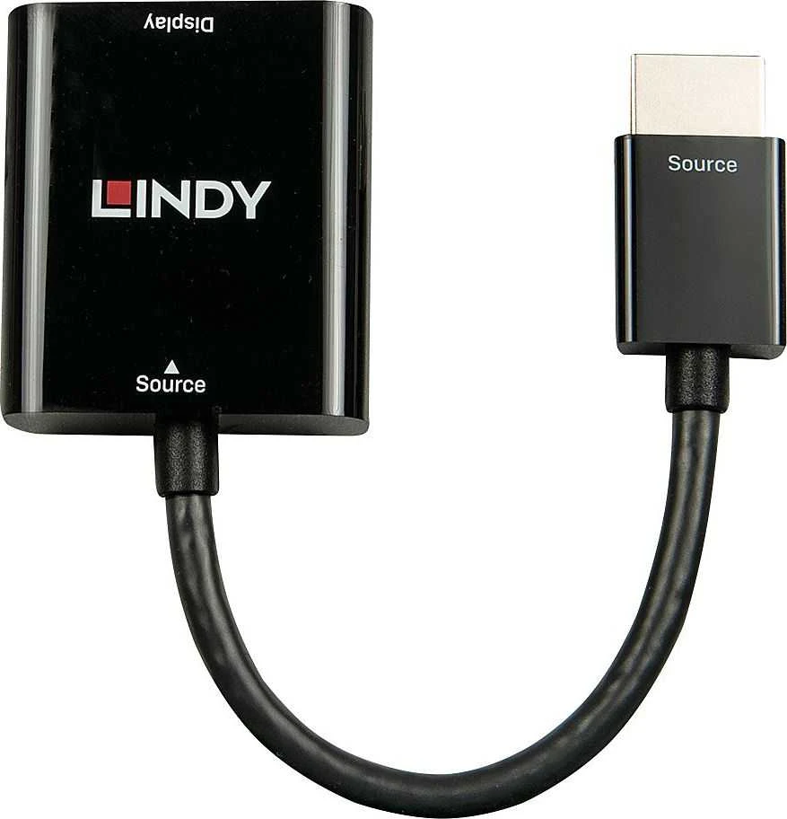 Lindy HDMI do VGA 100mm juoda
