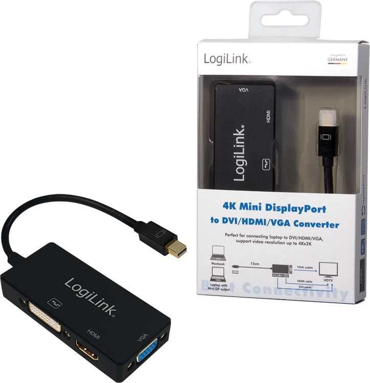 LOGILINK CV0110 LOGILINK – 4K Mini DisplayPort į DVI/HDMI/VGA konverteris