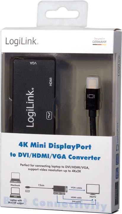 LOGILINK CV0110 LOGILINK – 4K Mini DisplayPort į DVI/HDMI/VGA konverteris