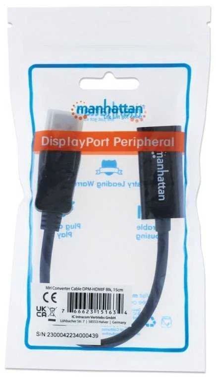 Manhattan 151634 kabelių sąsaja / invertavimo adapteris DisplayPort HDMI Juoda
