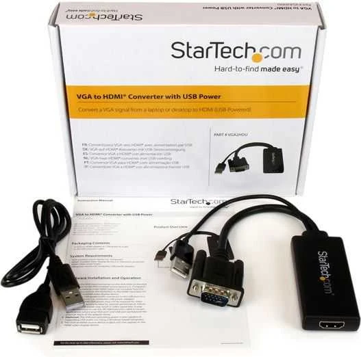 Adapteris AV StarTech D-Sub (VGA) – HDMI + USB-A kištukas (VGA2HDU)