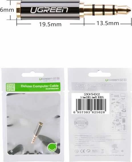 UGREEN 20502 2.5mm micro lizdo adapteris į 3.5 mm mini jack lizdo - Juodas