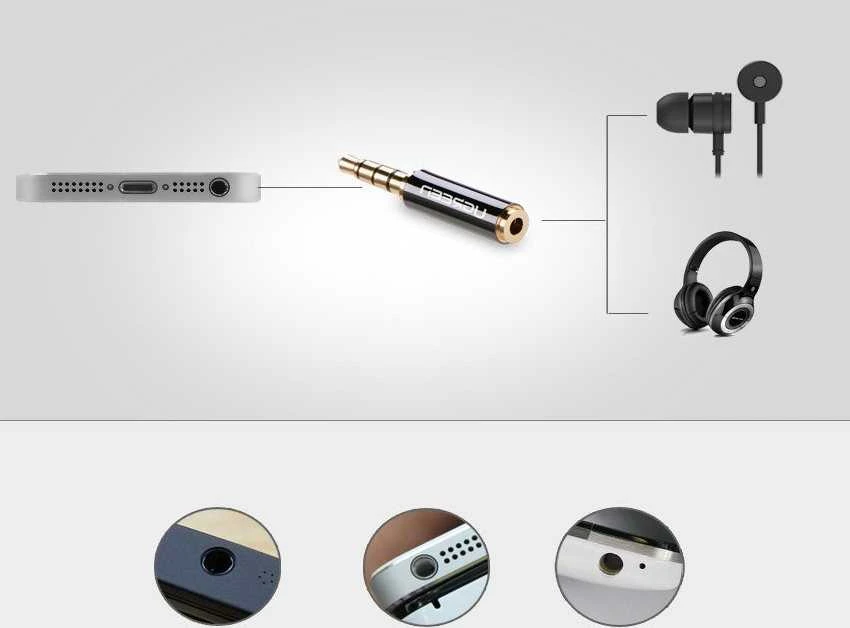 UGREEN 20502 2.5mm micro lizdo adapteris į 3.5 mm mini jack lizdo - Juodas