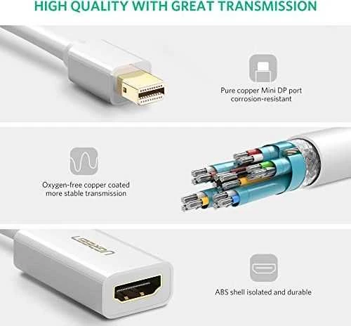 Ugreen MD112 10460 mini DisplayPort (vyriškas) / HDMI (moteriškas) FHD 1080p adapteris - baltas