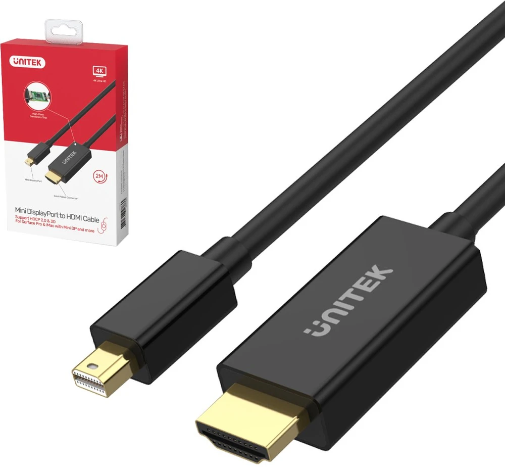 Unitek V1152A Adapteris miniDP - HDMI 4K 30Hz kabelis 2m