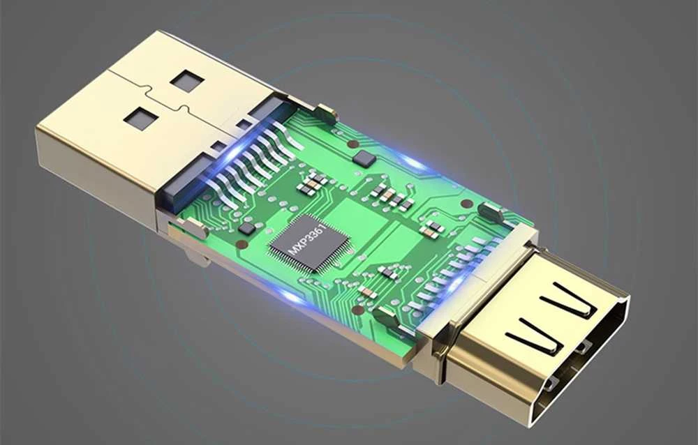 DisplayPort į HDMI adapterio vidinė konstrukcija