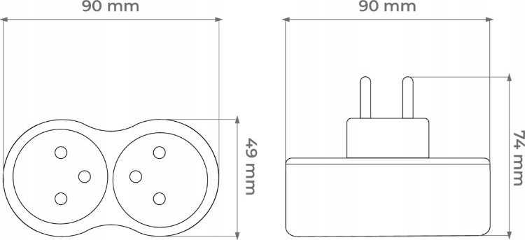 Elektros skirstytuvas - 2 lizdai su įžeminimu - juodas - DPM P902B