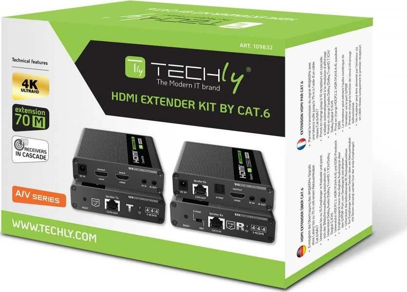 „Techly 109832“ HDMI ilgintuvas 4K UHD 60Hz 70m per Cat6/6A/7 susuktą porą, kaskadinis