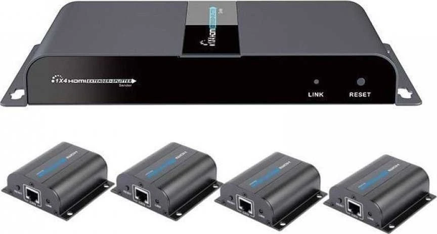 AV signalo perdavimo sistema Techly Extender Splitter HDMI 1x4 1080p60Hz per Cat6 vytos poros iki 40m (IDATA EX-HL41TY)