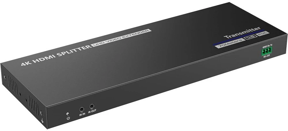 AV signalo perdavimo sistema Techly ilgintuvas HDMI 1x8 4K30Hz iki 40m per Cat6 IR PoC tinklo kabelį