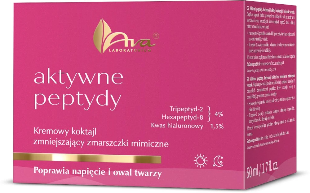 Ava Laboratorium Aktyviųjų peptidų kreminis kokteilis, mažinantis veido raukšles, 50 ml