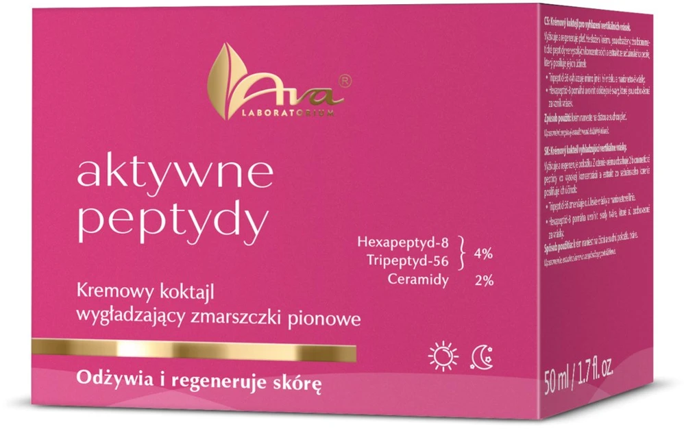 Ava Laboratorium Aktyviųjų peptidų kreminis kokteilis, lyginantis vertikalias raukšles, 50 ml