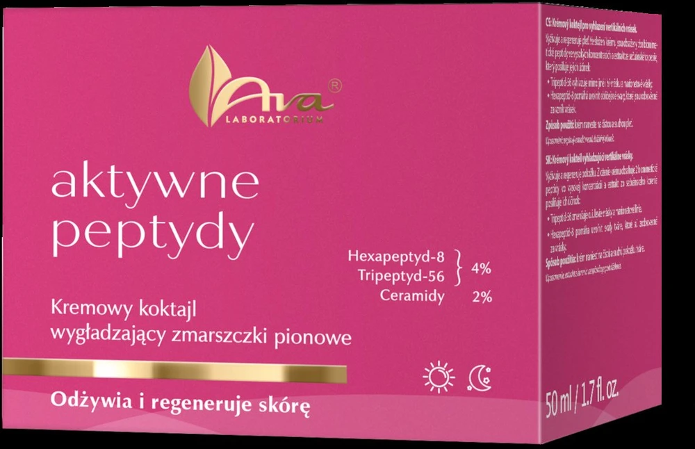 Ava Laboratorium Aktyviųjų peptidų kreminis kokteilis, lyginantis vertikalias raukšles, 50 ml