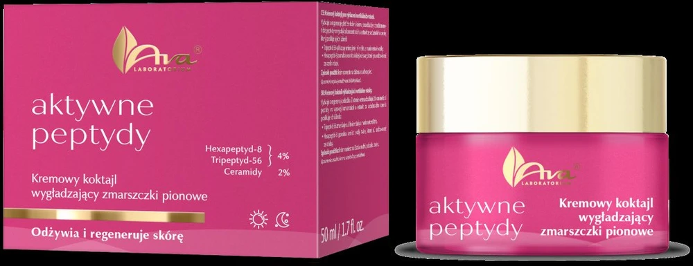 Ava Laboratorium Aktyviųjų peptidų kreminis kokteilis, lyginantis vertikalias raukšles, 50 ml