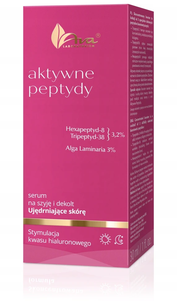 Ava Laboratorium Aktyviųjų peptidų serumas kaklui ir dekoltė sričiai, stangrina odą, 30 ml