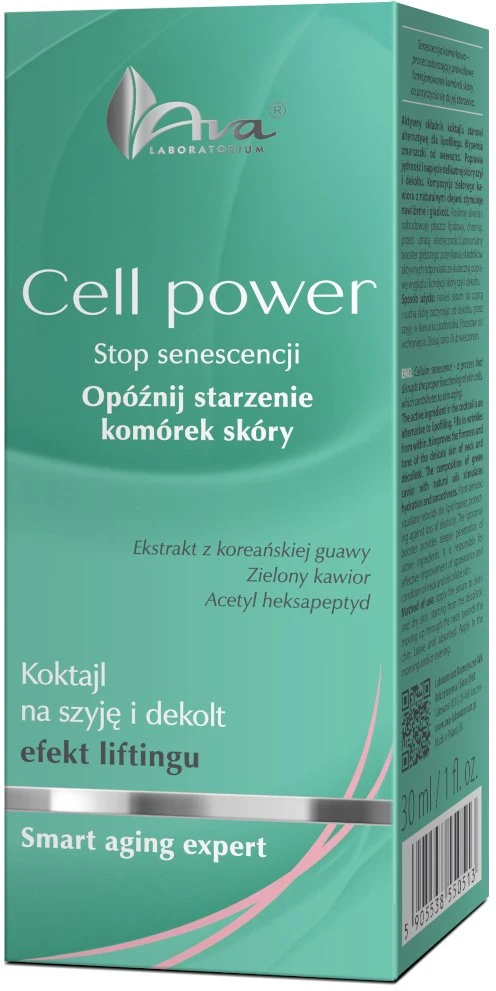 Ava Laboratorium „Cell Power“ kokteilis kaklui ir dekoltė sričiai su liftingo efektu, 30 ml