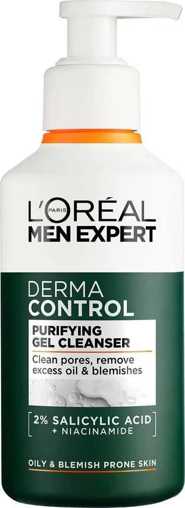 L'Oréal Paris Men Expert Derma Control Purifying Gel Valiklis veido prausiklis, 100 ml