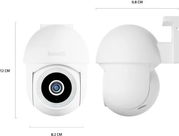 Hombli – išmanioji panoraminio vaizdo kamera su pakreipimo ir fiksavimo funkcija, 4K, balta