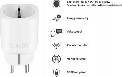 Hombli Smart Plug lizdas EU baltas