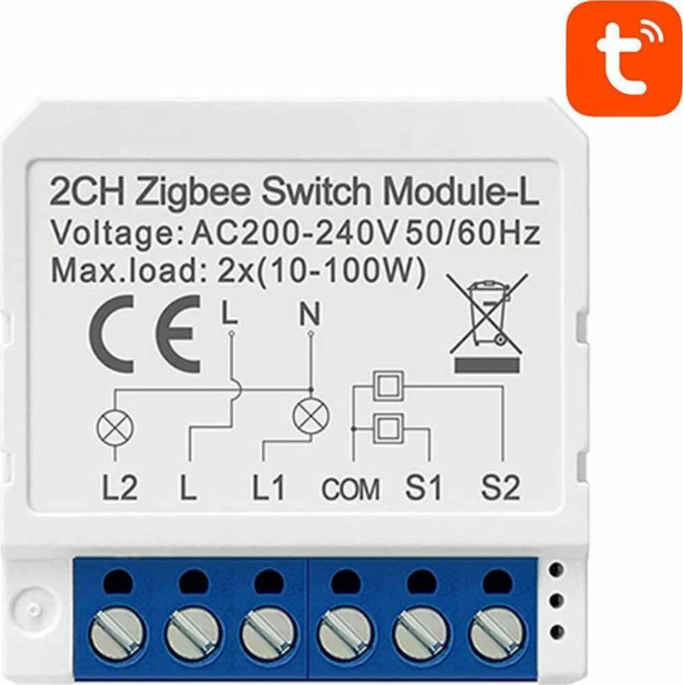 Išmanusis jungiklio modulis ZigBee Avatto LZWSM16-W2 Nėra neutralaus TUYA
