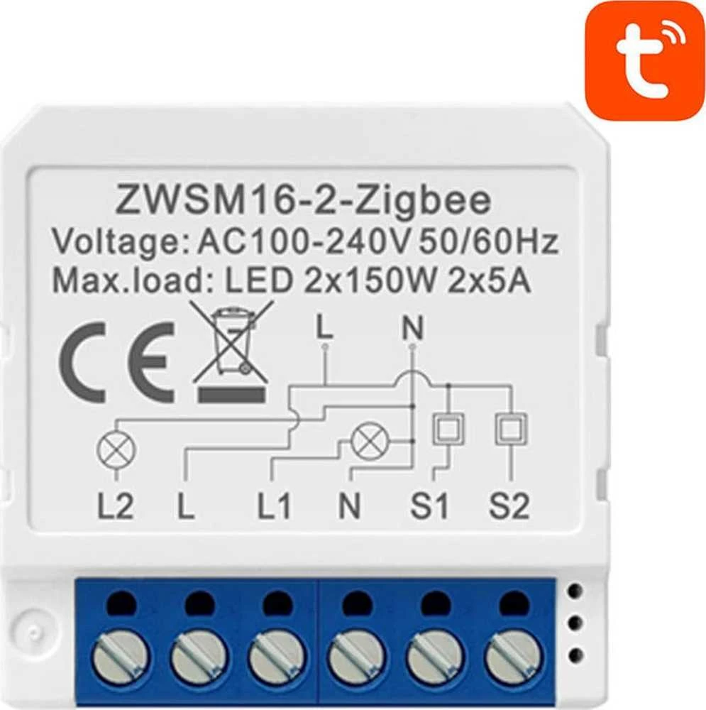 Avatto ZigBee modulio techninė schema ir pajungimo gnybtai