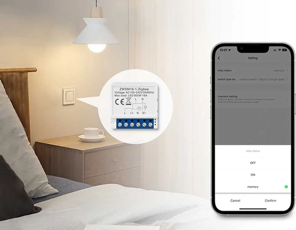 Išmanusis jungiklio modulis ZigBee Avatto ZWSM16-W2 TUYA