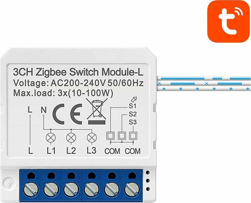 Išmanusis jungiklio modulis ZigBee Avatto LZWSM16-W3 Nėra neutralaus TUYA