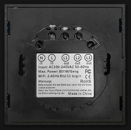 Smart Light Switch WiFi Avatto TS02-EU-B1 1 Way TUYA juodos spalvos