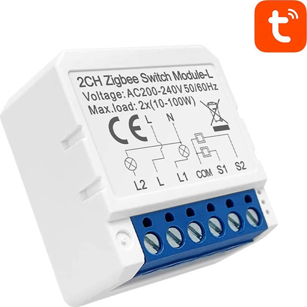 Išmanusis jungiklio modulis ZigBee Avatto LZWSM16-W2 Nėra neutralaus TUYA