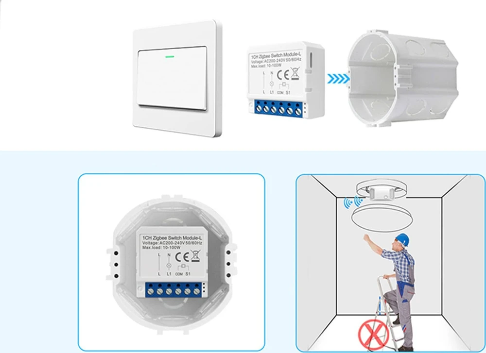Išmanusis jungiklio modulis ZigBee Avatto LZWSM16-W2 Nėra neutralaus TUYA