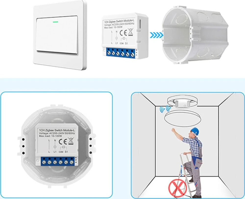 Išmanusis jungiklio modulis ZigBee Avatto LZWSM16-W1 Nėra neutralaus TUYA