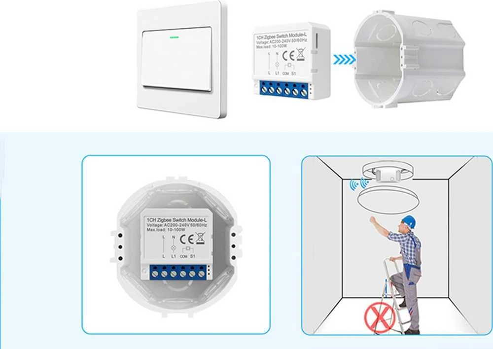 Išmanusis jungiklio modulis ZigBee Avatto LZWSM16-W3 Nėra neutralaus TUYA