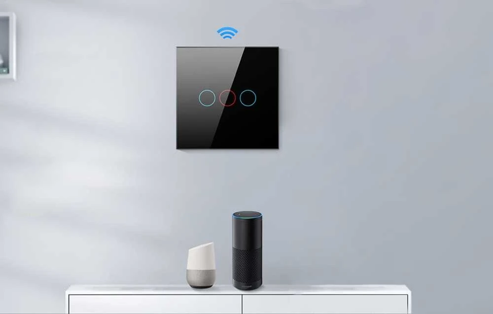 Išmanusis šviesos jungiklis WiFi Avatto TS02-EU-W3 3 Way TUYA (balta)