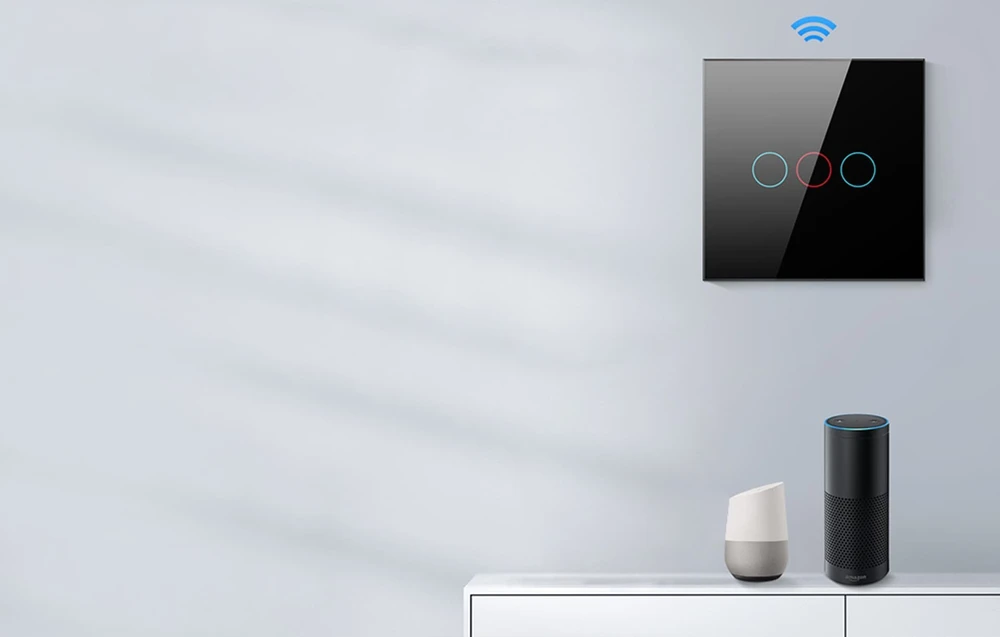 Išmanusis šviesos jungiklis „ZigBee“ „Avatto ZTS02-EU-B2“ 2 padėčių TUYA juodos spalvos