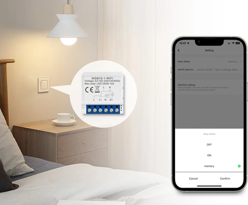 Smart Switch modulis WiFi Avatto WSM16-W2 TUYA