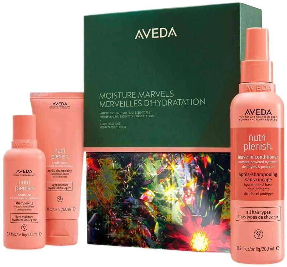 Aveda Nutriplenish rinkinys plaukų šampūnas 100ml + plaukų kondicionierius 100ml + nenuplaunamas kondicionierius 200ml