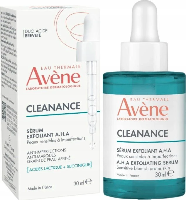 Avène Cleanance A.H.A. Anti-Perfection Exfoliating Serum šveičiantis serumas jautriai, spuoguotai veido odai, 30 ml