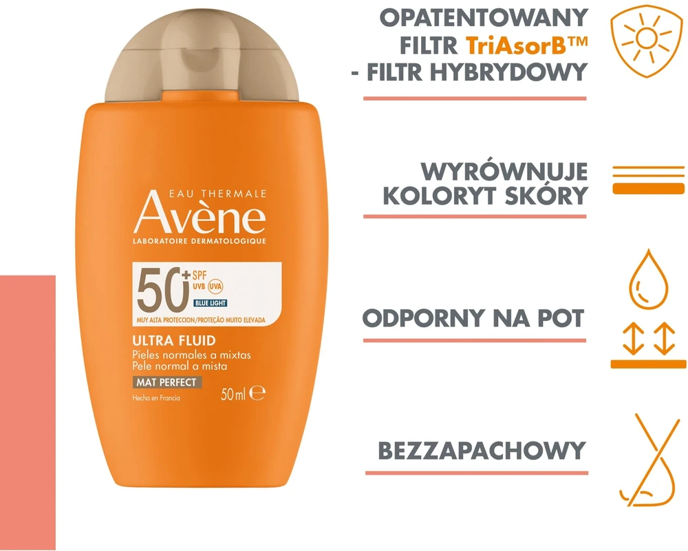 Avène Ultra Fluid Tinted SPF 50+ apsauginis fluidas nuo saulės su spalva, 50 ml