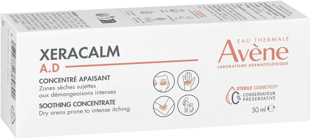 Avène Xeracalm Concentration veido ir kūno koncentratas, 50 ml
