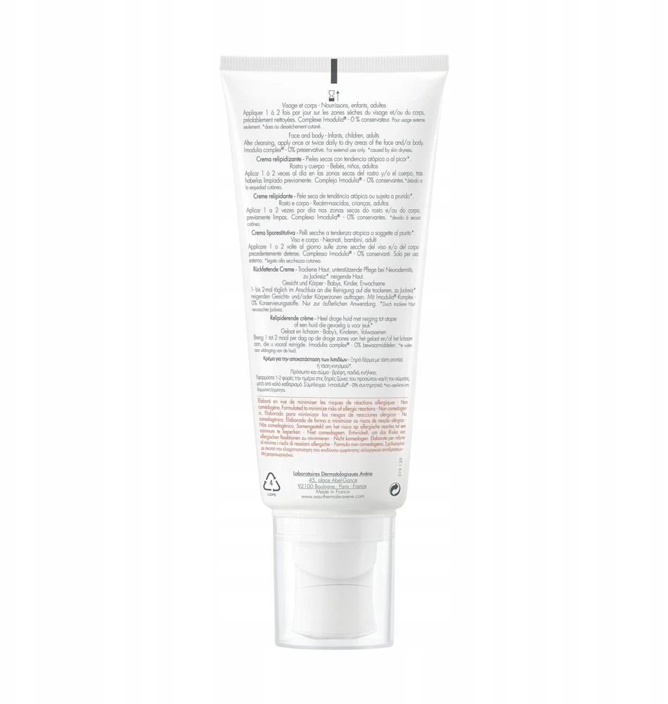 Avene Xeracalm A.D Relipidising Kreminis lipidus atkuriantis kremas sausai odai, 200 ml