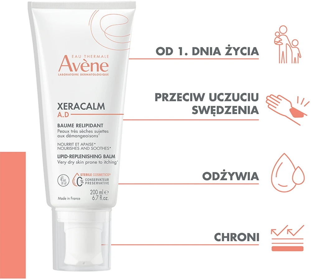 Avene Xeracalm A.D. Relipidising balm, 200 ml