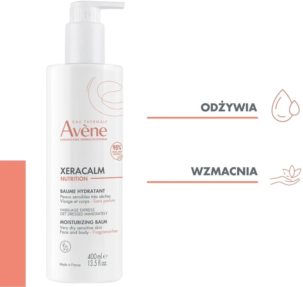 Avene XeraCalm Nutrition Moisturizing Balm drėkinantis ir maitinantis balzamas labai sausai ir jautriai veido / kūno odai, 400 ml