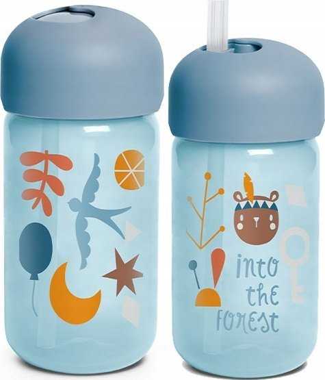 Suavinex Lighting Into The Forest gertuvė su šiaudeliu Mėlyna 340 ml