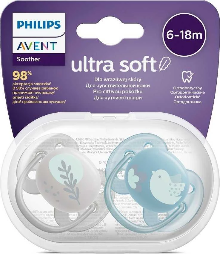 Philips AVENT SCF091/15 Žindukas Ultra Soft 6-18m šakelė/paukštis