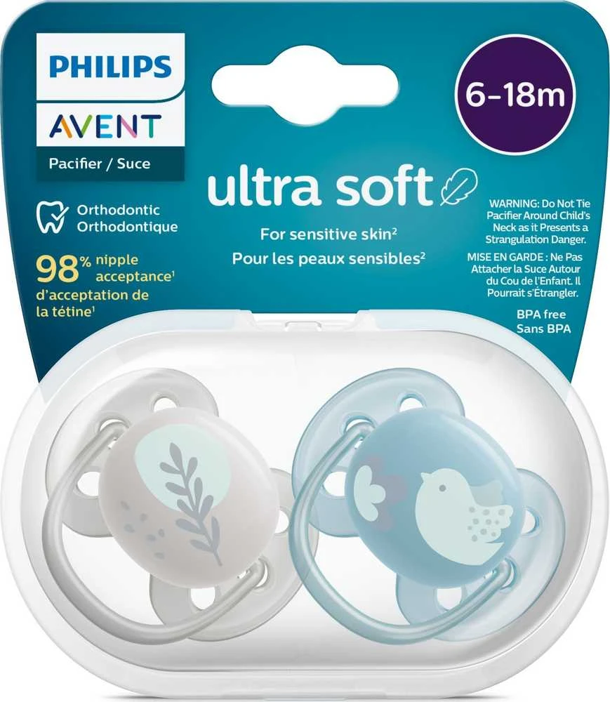 Philips AVENT SCF091/15 Žindukas Ultra Soft 6-18m šakelė/paukštis